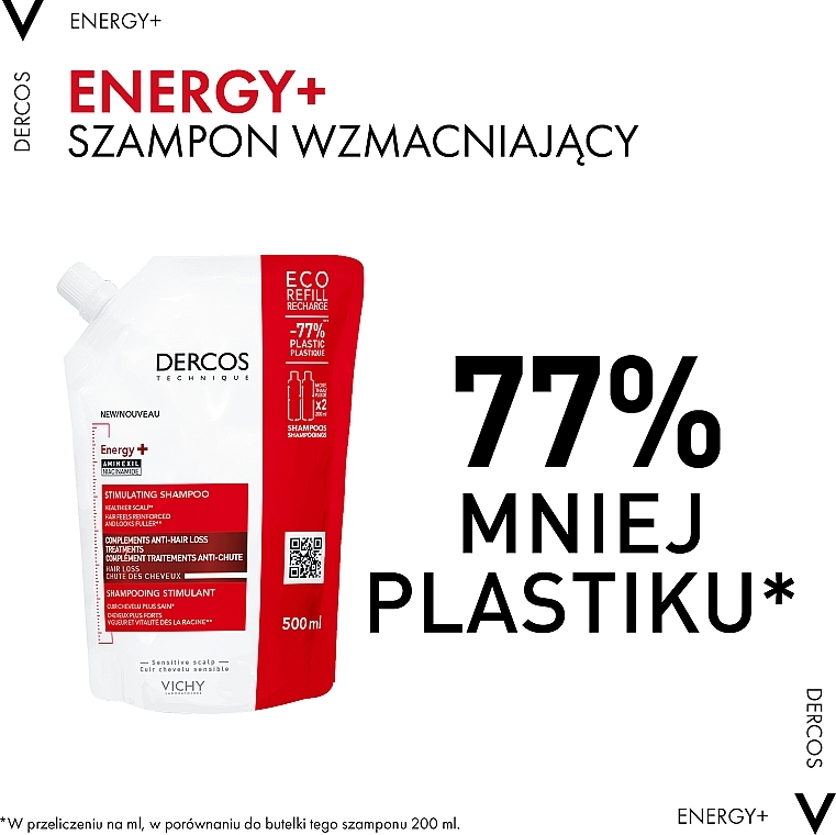 Toning Anti Hair Loss Shampoo - Vichy Dercos Energy+ Stimulating Shampoo (refill) — photo N4
