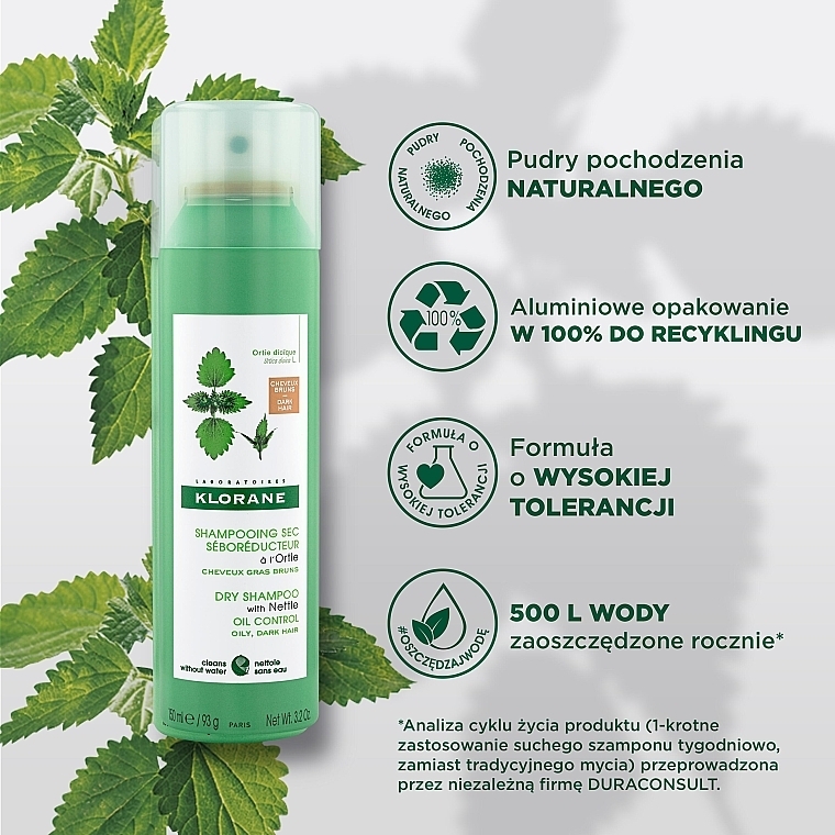 Nettle Dry Shampoo for Dark Hair - Klorane Nettle Sebo-Regulating Dry Shampoo for Oily Dark Hair — photo N3