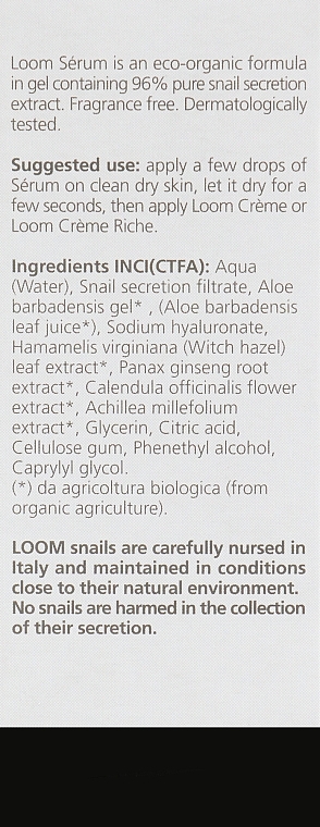 96% Snail Mucin Face Serum - Bioearth Loom Serum — photo N7