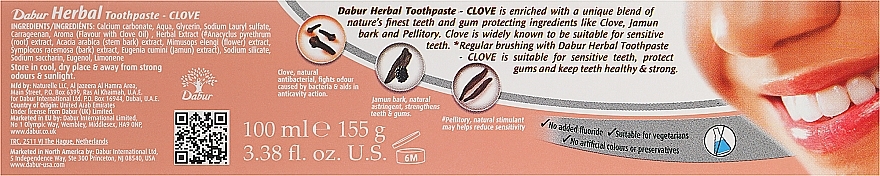 Carnation Toothpaste - Dabur Herbal Clove Toothpaste — photo N17