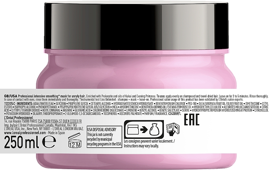 Keratin Dry & Unruly Hair Mask - L'oreal Professionnel Liss Unlimited Prokeratin Masque — photo N4