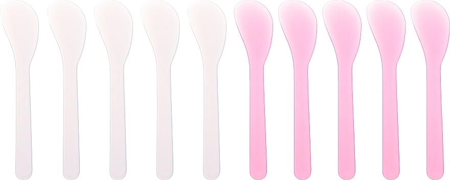 Cosmetic Spatulas for Cream & Alginate Mask, 10 pcs, pink + white - Deni Carte — photo N1