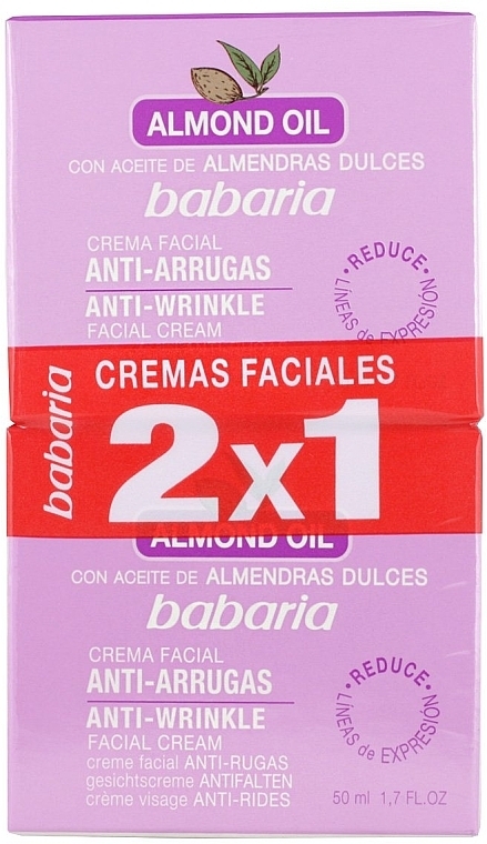 Set - Babaria Almond Oil Anti-Wrinkle Cream (cr/2x50ml) — photo N1