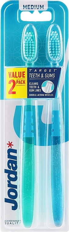 Medium Toothbrush, green + dark blue - Jordan Target Teeth Toothbrush — photo N1