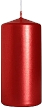 Cylindrical Candle 50x100 mm, red metallic - Bispol — photo N1
