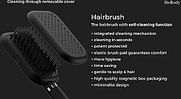 Hair Brush with Self-Cleaning Function, Classic Black - Bellody Patented Hairbrush With Self-Cleaning Function — photo N3