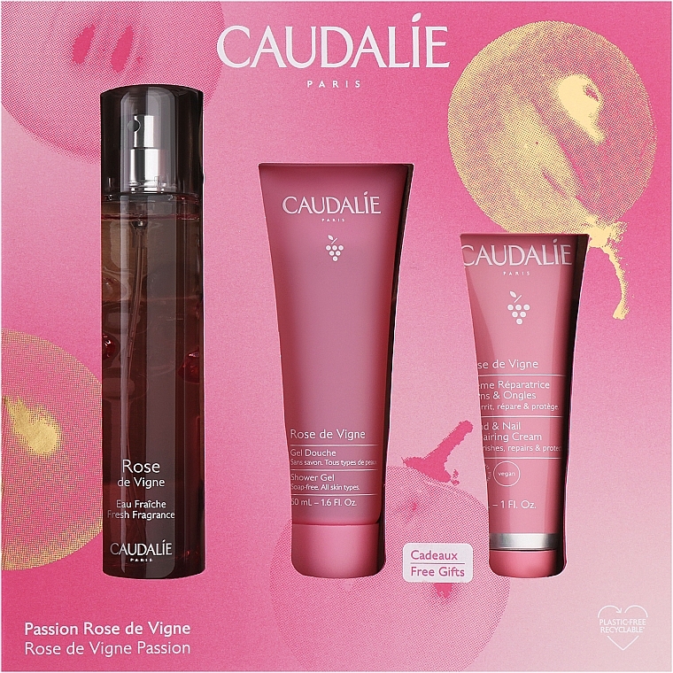 Caudalie Rose De Vine - Set (edt/50 ml + sh/gel/50 ml + h/cr30 ml) — photo N1