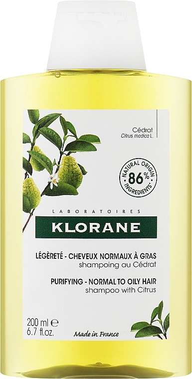 Cleansing Shampoo - Klorane Purifying Normal to Oily Hair with Citrus Shampoo — photo N1