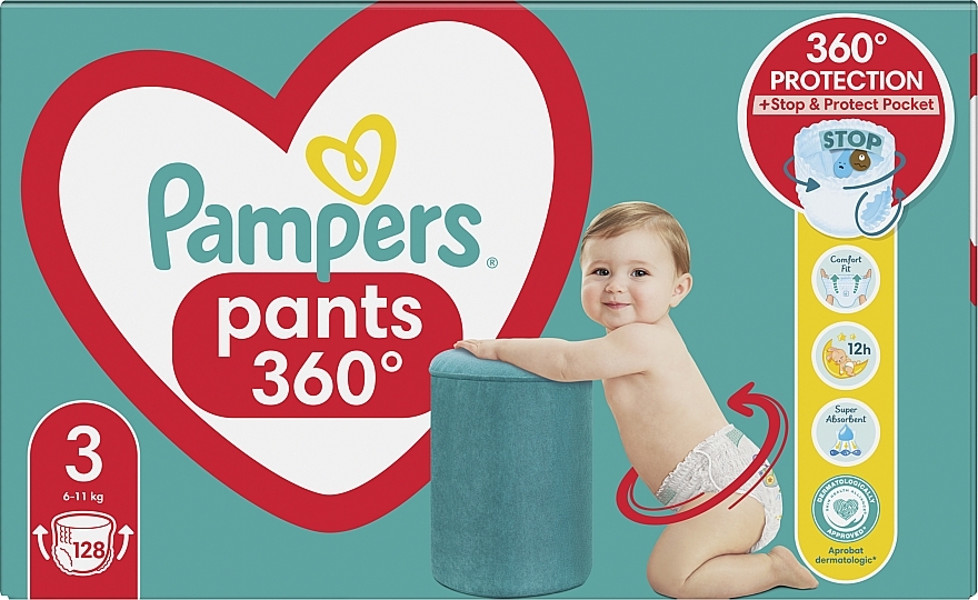 Diaper Pants, size 3, 6-11 kg, 128 pcs - Pampers — photo N10