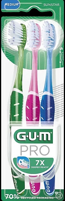 Toothbrush Set, 3 pcs. - Sunstar Gum Pro Medium Toothbrush Trio Pack — photo N1