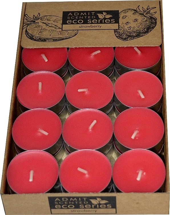 Strawberry Tealights, 30 pcs - Admit Scented Eco Series Strawberry — photo N1