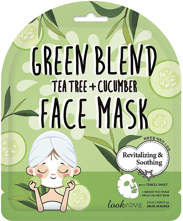 Black Tea & Cucumber Sheet Face Mask - Look At Me Green Blend Tea Tree + Cucumber Face Mask — photo N1