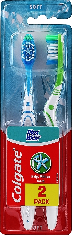 Toothbrush Max White Soft, blue+green - Colgate Max White Soft Polishing Star — photo N1