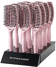 Hair Brush Set, 12 pcs. - Olivia Garden Finger Brush Combo Pastel Pink Display — photo N1