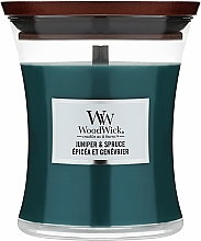 Scented Candle in Glass - WoodWick Petite Candle Juniper & Spruce — photo N2