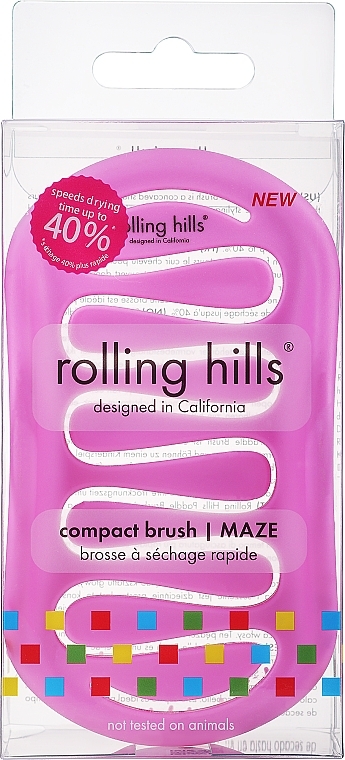 Quick Dry Compact Hair Brush, pink - Rolling Hills Compact Brush Maze — photo N1