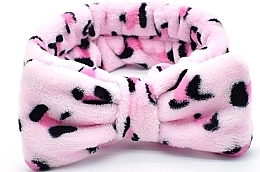 Cosmetic Headband, pink with black polka dots - Deni Carte — photo N1