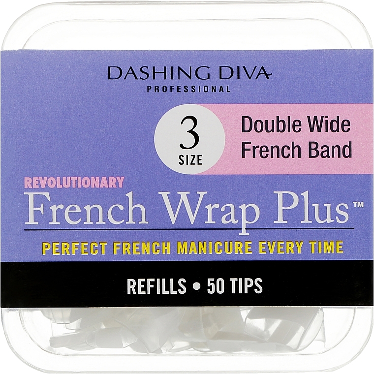 Wide Tips 'French Smile+' - Dashing Diva French Wrap Plus Double Wide White 50 Tips (Size 3) — photo N3