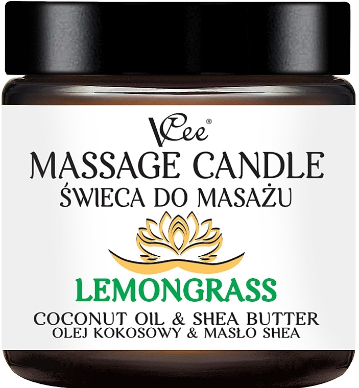 Lemongrass Massage Candle - VCee Massage Candle Lemongrass Coconut Oil & Shea Butter — photo N1