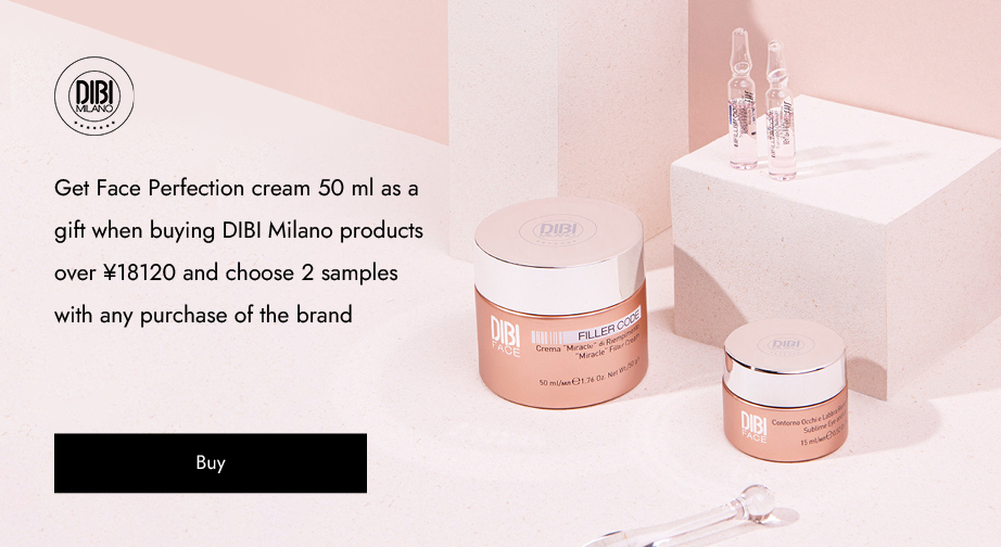 Get Face Perfection cream 50 ml as a gift when buying DIBI Milano products over ¥18120 and choose 2 samples with any purchase of the brand