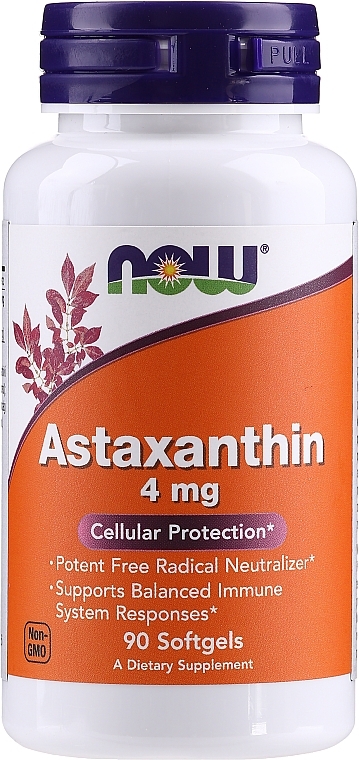 Dietary Supplement "Astaxanthin 4mg" - Now Foods Astaxanthin Cellular Protection — photo N1