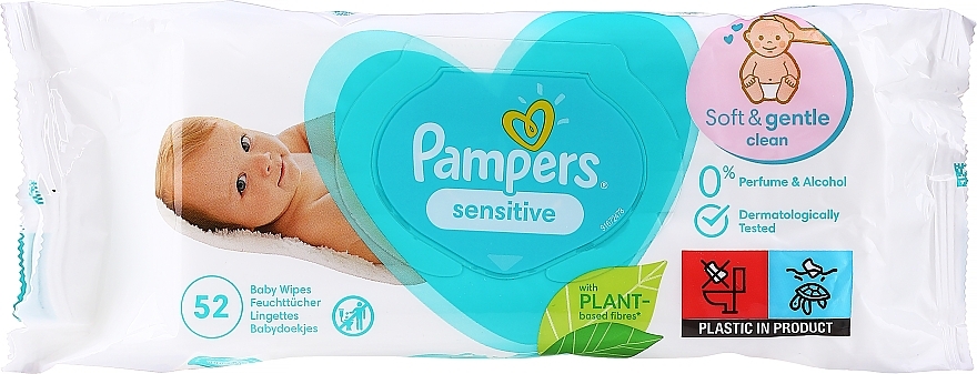 Baby Wet Wipes with Lid "Sensitive", 12x52 pcs - Pampers — photo N2