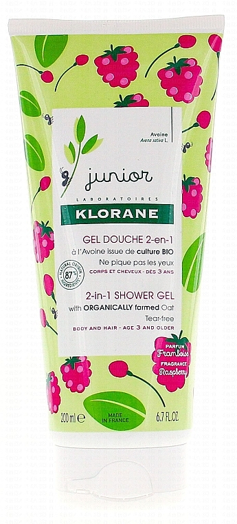 Kids Body & Hair Shower Gel - Klorane Junior 2in1 Shower Gel Body & Hair Raspberry — photo N8
