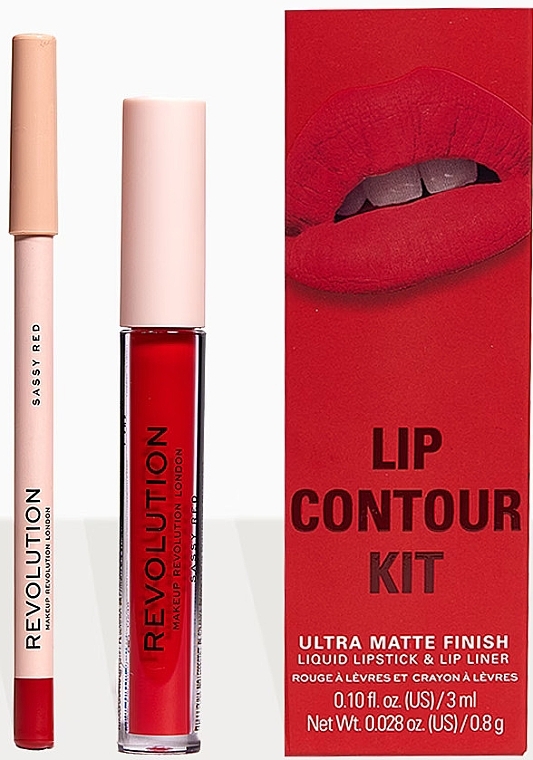 Makeup Revolution Lip Contour Kit Sassy Red (lipstick/3ml + l/pencil/0.8g) - Lip Makeup Set — photo N2