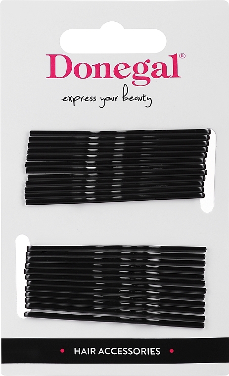 Hair Bobby Pins, black, 24 pcs - Donegal Hair Grips — photo N1