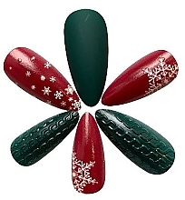 Christmas Pattern False Nails, red-green - Deni Carte — photo N8