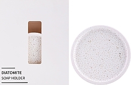 Diatomaceous Earth Soap Dish, white round with pebbles - Yeye — photo N3