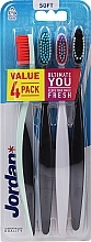 Fragrances, Perfumes, Cosmetics Soft Toothbrush, 4 pcs, mint + blue-black + white-pink + black - Jordan Ultimate You Soft Toothbrush