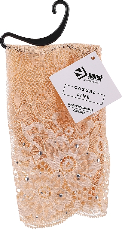 Floral Lace Socks with Rhinestones, beige - Moraj — photo N1