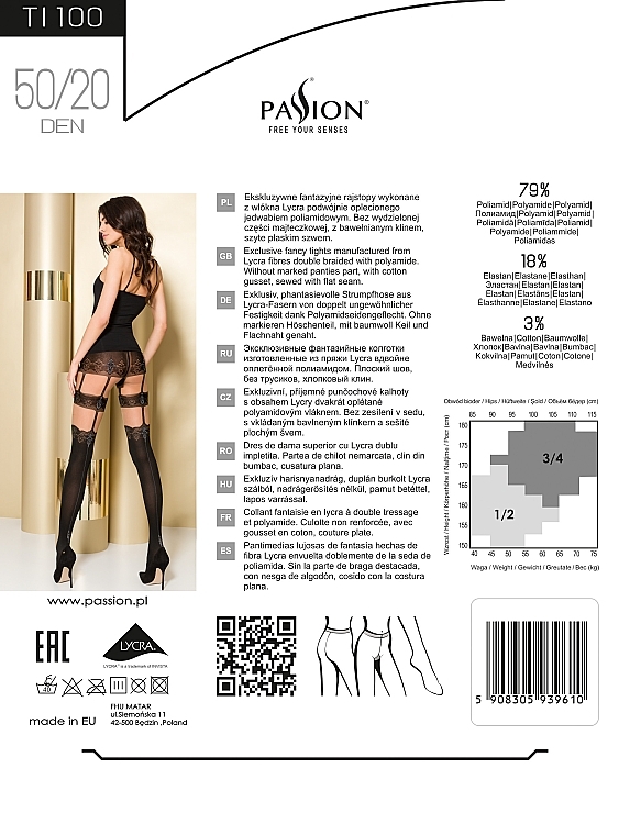 Tights with Stockings Imitation TI100, 50/20 Den, red - Passion — photo N2