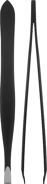 Professional Tweezers, straight, P-33, rubberized, black - Beauty LUXURY — photo N4