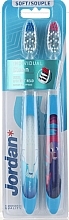 Soft Toothbrush, blue with bear + blue and red - Jordan Individual Clean Soft — photo N1