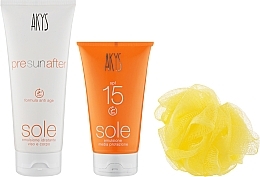 Fragrances, Perfumes, Cosmetics Sun Protection Set - Akys (emulsion/150ml + emulsion/200ml + sponge)