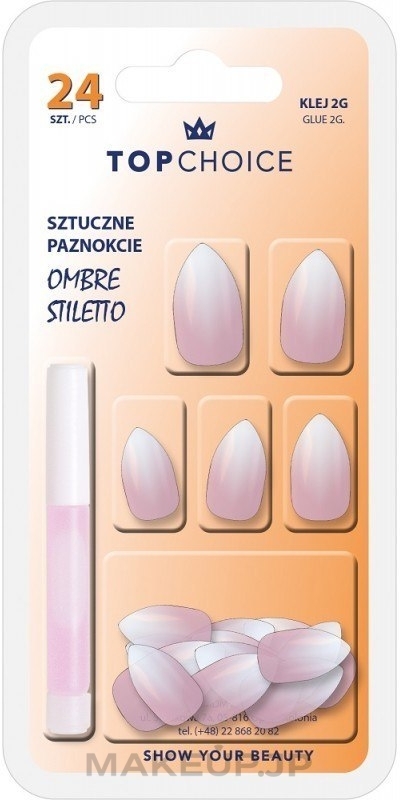 False Nails "Ombre Stiletto", 78170 - Top Choice — photo 24 szt.