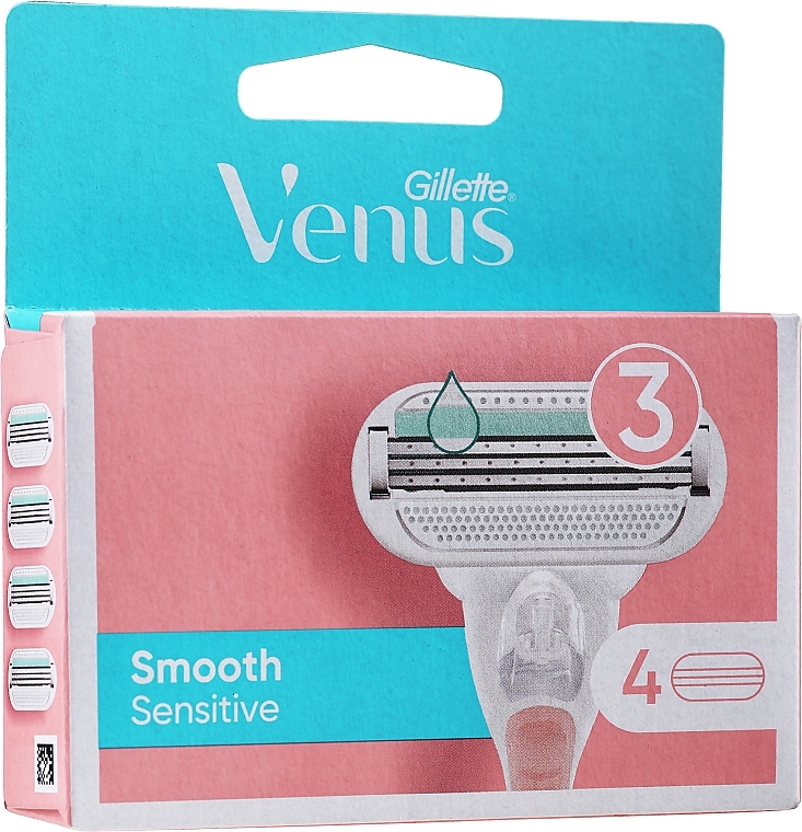 Replaceable Shaving Cassettes, 4pcs - Gillette Venus Smooth Sensitive Pink — photo N1