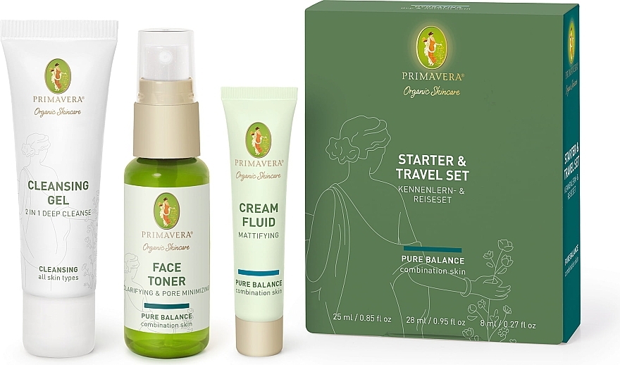 Set - Primavera Pure Balance Starter & Travel Set (milk/25ml + toner/28ml + cr/fluid/8ml) — photo N1