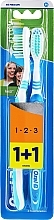 Toothbrush Set (medium, blue+blue) - Oral-B 1 2 3 Natural Fresh 40 Medium 1 + 1 — photo N1