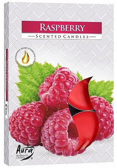 Raspberry Tealight Set - Bispol Aura Raspberry Scented Candles — photo N1