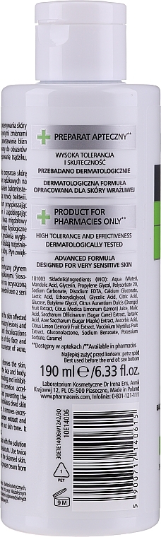 Bacteriostatic Cleansing Solution for Face, Decollete and Back with 3% Almond Acid - Pharmaceris T Sebo-Almond-Claris Bacteriostatic Cleansing Solution — photo N3