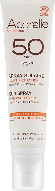 Organic Sun Spray SPF 50 - Acorelle Sun Spray High Protection Sensitive Skins — photo N1