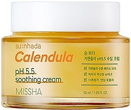 Moisturizing Face Cream "Calendula" for Sensitive Skin - Missha Su:Nhada Calendula pH 5.5 Soothing Cream — photo N1