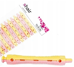 Cold Perm Rods, length 7cm, d8 mm, yellow-pink, 12 pcs - Xhair — photo N2