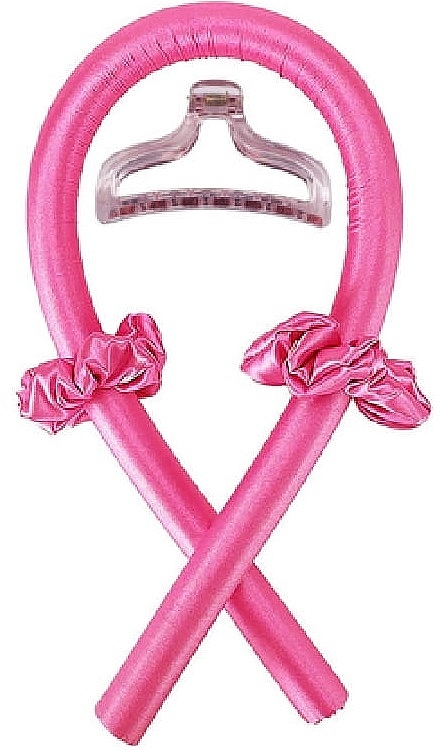 Sponge Hair Curlers + Claw Clip, pink - Deni Carte — photo N1