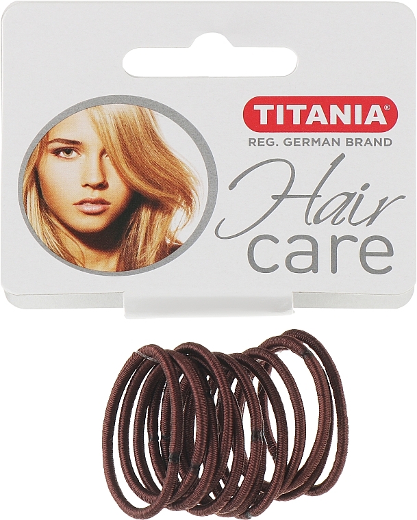 Hair Tie, elastic, 2 mm, 12 pcs, brown - Titania — photo N5