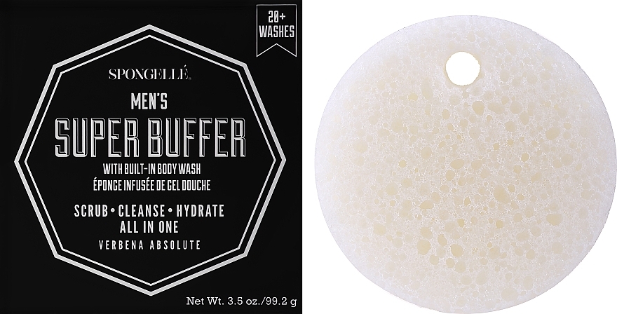 GIFT! Foaming Reusable Bath Sponge - Spongelle Men's Verbena Absolut Super Buffer — photo N1