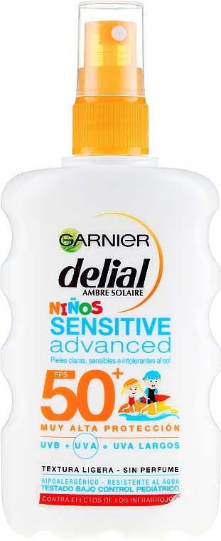 Kids Sunscreen Spray - Garnier Ambre Solaire Delial Kids Sensitive Spray SPF50 — photo N1